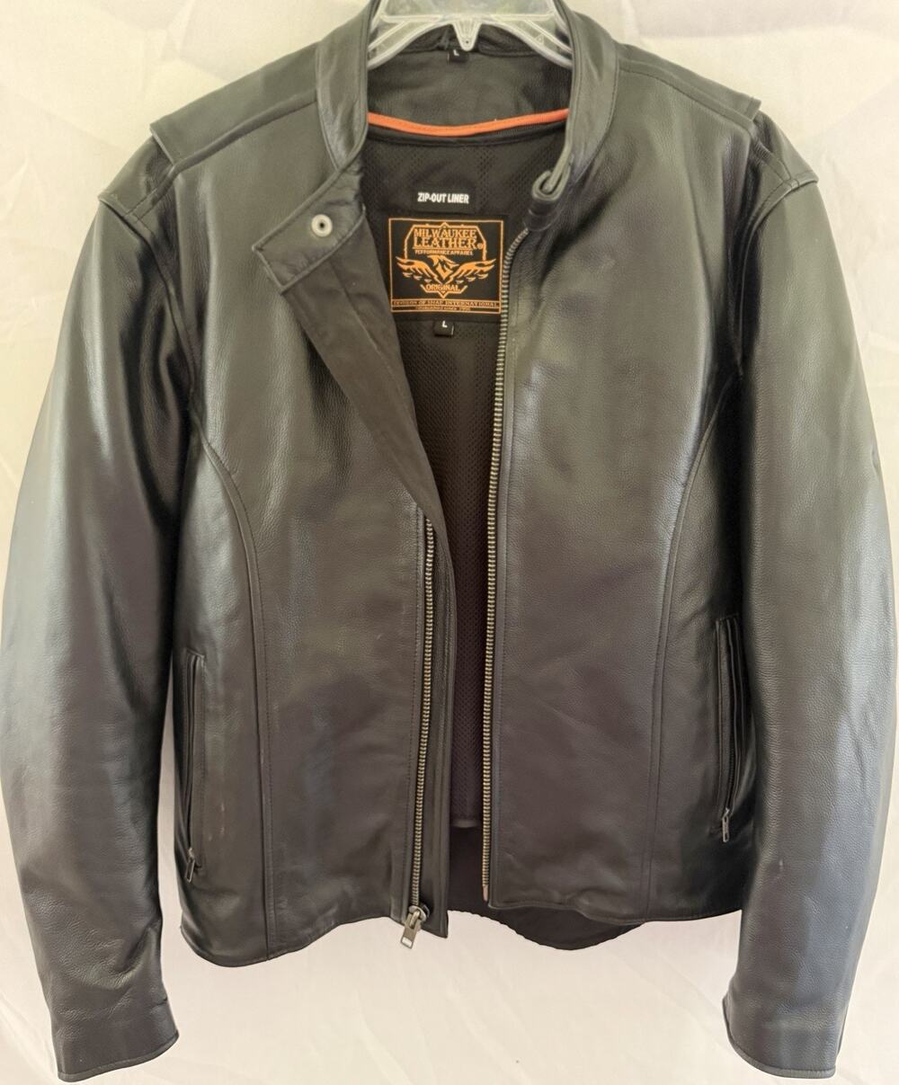 Milwaukee Leather Mens Large Premium Scooter Motorcycle Jacket w Removable Liner